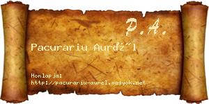 Pacurariu Aurél névjegykártya